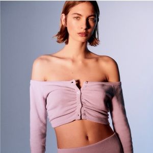 Zara Soft ruched cardigan in S, lilac color